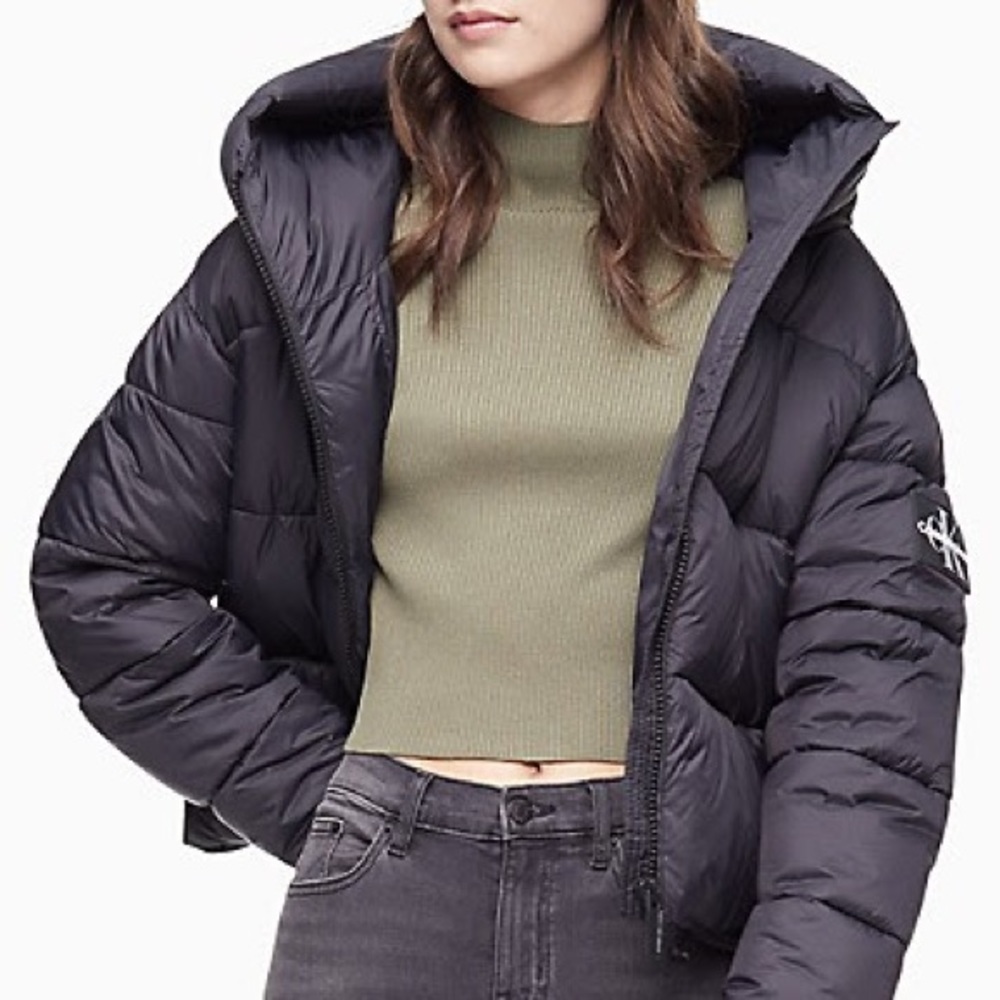 NWT! Calvin Klein Boxy Hooded Puffer Jacket
